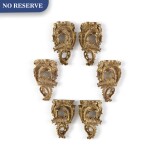 A SET OF SIX LOUIS XV STYLE CARVED GILTWOOD BRACKETS