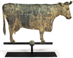 MONUMENTAL MOLDED COPPER AND ZINC 'COOPERSTOWN' COW WEATHERVANE, PROBABLY NEW ENGLAND, CIRCA 1880