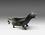 An archaic bronze pouring vessel, Yi Warring state period - Han dynasty | 戰國時期至漢 青銅獸形匜