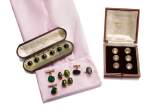 THREE PAIRS OF CUFFLINKS AND TWO SETS OF DRESS BUTTONS