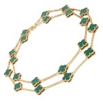 Malachite necklace, 'Vintage Alhambra'