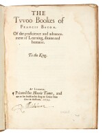 BACON | The twoo bookes of the proficience and advancement of learning, London, 1605, vellum