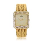 Reference 7402  A yellow gold and diamond-set square shaped bracelet watch, Circa 1979