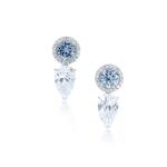 Important Pair of Fancy Intense Blue and Fancy Deep Blue diamond earrings