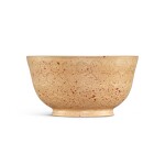 A Yixing white clay 'longevity' bowl, Seal mark and period of Qianlong 清乾隆　宜興白泥灑紅團壽紋盌 《大清乾隆年製》款