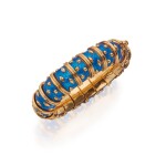Gold and Enamel 'Dot Losange' Bangle-Bracelet, Paris
