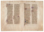 Bifolium from a Missal, illuminated manuscript in Latin on vellum, [France (Paris?), 14th century]
