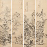 Chen Zengshou (1878-1949) A set of four landscapes | 陳曾壽 山水四屏 水墨紙本 立軸