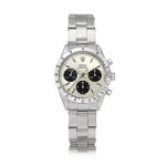 Rolex | Cosmograph Daytona, Reference 6239, A stainless steel chronograph wristwatch with Jumbo logo and bracelet, Circa 1971 | 勞力士 | Cosmograph Daytona 型號6239    精鋼計時鏈帶腕錶，備Jumbo標誌，約1971年製
