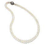 NATURAL PEARL, SEED PEARL AND DIAMOND NECKLACE