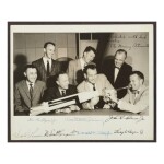 [PROJECT MERCURY]. VINTAGE BLACK AND WHITE PHOTOGRAPH SIGNED AND INSCRIBED BY THE MERCURY SEVEN