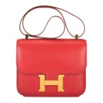 Hermès Rouge Vif Constance 23cm of Box Leather with Gold Hardware
