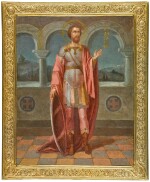 Saint John the Warrior in a silver-gilt frame, Pavel Ovchinnikov, Moscow, 1908-1917