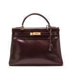 Brown Vintage Kelly 35cm in Calf Leather with Gold Hardware, 1980