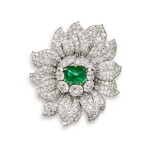 A Unique ‘Dahlia’ Emerald and Diamond Brooch | 獨一無二 梵克雅寶 | 'Dahlia' 8.09克拉 「哥倫比亞」 祖母綠 及 鑽石胸針