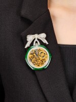 Diamond and Jade Lapel Watch, Watch by Audemars Piguet | 鑽石 配 碧玉 精雕鏤空領錶，愛彼懷錶