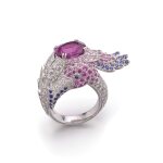 Pink sapphire, sapphire and diamond ring | 寶詩龍粉紅色剛玉、藍寶石及鑽石戒指