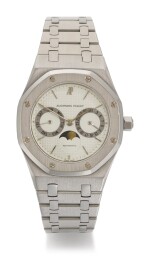 AUDEMARS PIGUET | ROYAL OAK, REFERENCE 25594ST.OO.0789ST.01, STAINLESS STEEL BRACELET WATCH WITH DAY, DATE AND MOON-PHASES, CIRCA 1990