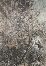 Arthur Rackham | Original illustration for A Midsummer Night's Dream (Up and down, up and down, Goblin), 1908