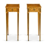 A pair of Louis XVI tulipwood marquetry tables, circa 1780