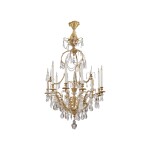 A LOUIS XV STYLE GILT BRONZE, GILT METAL AND ROCK CRYSTAL NINE-LIGHT CHANDELIER, LATE 19TH CENTURY 