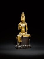 A highly important gilt-bronze seated figure of Avalokiteshvara, Acuoye Guanyin, Dali Kingdom, 11th - 12th century | 十一至十二世紀 大理國鎏金銅阿嵯耶觀世音菩薩半跏像