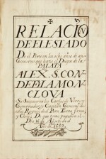 Relacion de el estado de el Peru. In-folio. In-folio. Rare manuscrit americana, 1681-1689