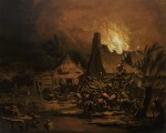 EGBERT LIEVENSZ. VAN DER POEL | Villagers putting out a cottage fire at night