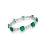 Emerald and Diamond Bracelet | 天然「哥倫比亞穆索」無油祖母綠 配 鑽石 手鏈（祖母綠共重17.16克拉）