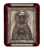A silver-gilt icon of St Helena, Nikolai Grachev, Moscow, 1908-1917