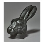  A WEDGWOOD BLACK BASALT HARE'S HEAD STIRRUP CUP LATE 18TH CENTURY 