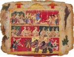 An illustration from the 'Palam' Bhagavata Purana: The wedding of Krishna and Rukmani, India, Delhi-Agra area, circa 1520-30