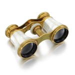 Cartier | Pair of brass and mother of pearl opera glasses, 1940s