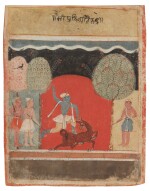 An Illustration to a Bhagavata Purana: Krishna Slays Keshi, India, Malwa, circa 1630 