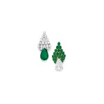 Bulgari [寶格麗] | An Elegant Pair of Emerald and Diamond Earclips [祖母綠配鑽石耳環一對]