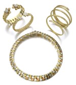 GOLD NECKLACE AND A GOLD AND DIAMOND BRACELET, VAN CLEEF & ARPELS, AND TWO GOLD AND DIAMOND BRACELETS