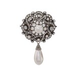 Rare and Impressive natural pearl and diamond brooch, late 19th century and later | 罕有天然珍珠配鑽石別針，十九世紀後期及後