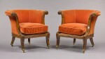 A pair of George IV rosewood library armchairs, second quarter 19th century