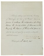 POLK, JAMES K. | Partially engraved document signed ("James K. Polk") as 11th President, being an order to Secretary of State James Buchanan to affix the Seal of the United States