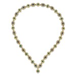 Sapphire, Emerald and Diamond Necklace-Bracelet Combination