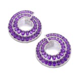 MICHELE DELLA VALLE | PAIR OF AMETHYST AND DIAMOND EARRINGS