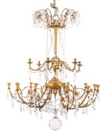 A royal gilt-bronze and cut glass eighteen-light chandelier, Restauration, circa 1825 | Lustre royal à dix-huit lumières en bronze doré et verre taillé d’époque Restauration, vers 1825