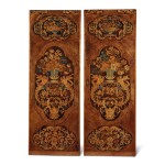 A PAIR OF LOUIS XIV WALNUT, BOXWOOD, SYCAMORE, FRUITWOOD AND SCAGLIOLA MARQUETRY PANELS BY THOMAS HACHE, GRENOBLE, LATE 17TH CENTURY