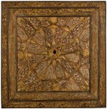 AN OTTOMAN WOODEN PAINTED PANEL, PROBABLY FROM A CEILING, TURKEY, 19TH CENTURY