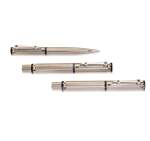 A set of 3 sterling silver and sapphire-set pens, made by Montegrappa for Breguet.