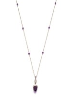 Amethyst, diamond and seed pearl pendent necklace, circa 1910
