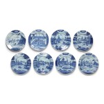  EIGHT DUTCH DELFT BLUE AND WHITE TITLED MONTH PLATES, LATE 18TH/EARLY 19TH CENTURY