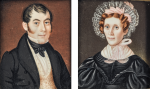 AMERICAN SCHOOL, 19TH CENTURY | PAIR OF MINIATURE PORTRAITS OF A GENTLEMAN AND LADY