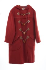 Red Duffle coat with toggle buttons, Hermès