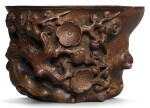 A CARVED BAMBOO ’PRUNUS‘ LIBATION CUP 17TH CENTURY | 十七世紀 竹雕梅紋盃